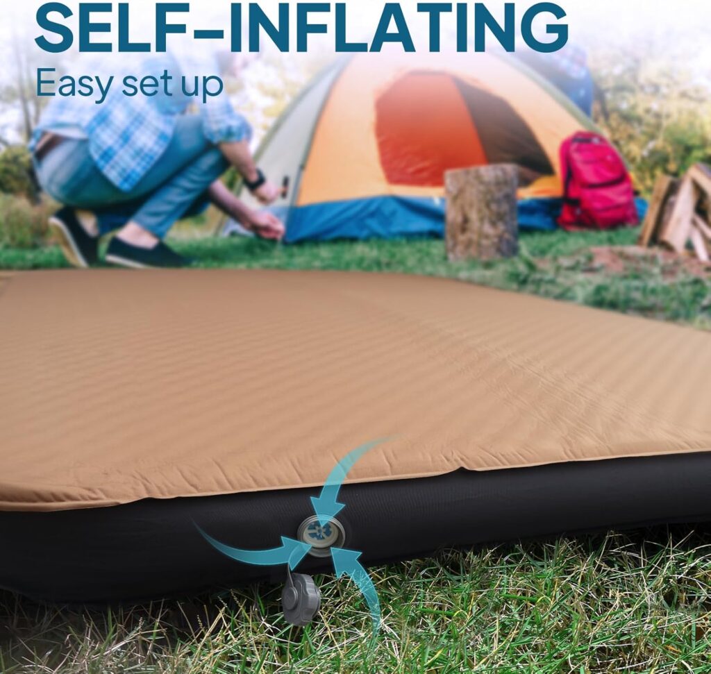 LOSTHORIZON 4.5” Thick Self Inflating Sleeping Pad with Solid Foam, Camping Mattress with Pump Sack, Portable Roll Up Bed, Inflatable Outdoor Mat for Rooftop Tent Car Truck Van, Double