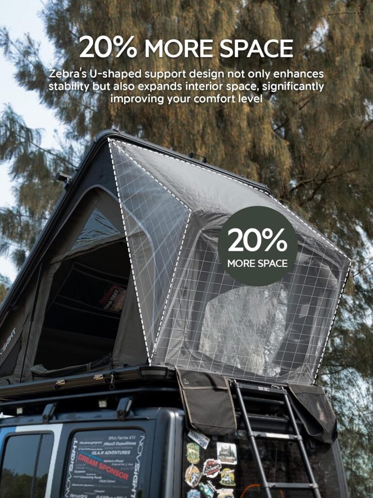 NOVSIGHT Rooftop Tent Hard Shell, Off Road Roof Top Tent Camping Hardshell Rooftop Tents for Camping Overland Tent, Complete Level 7 Wind Test, Roof Tent for Jeep Wrangler Truck Van SUV Rooftop Tent