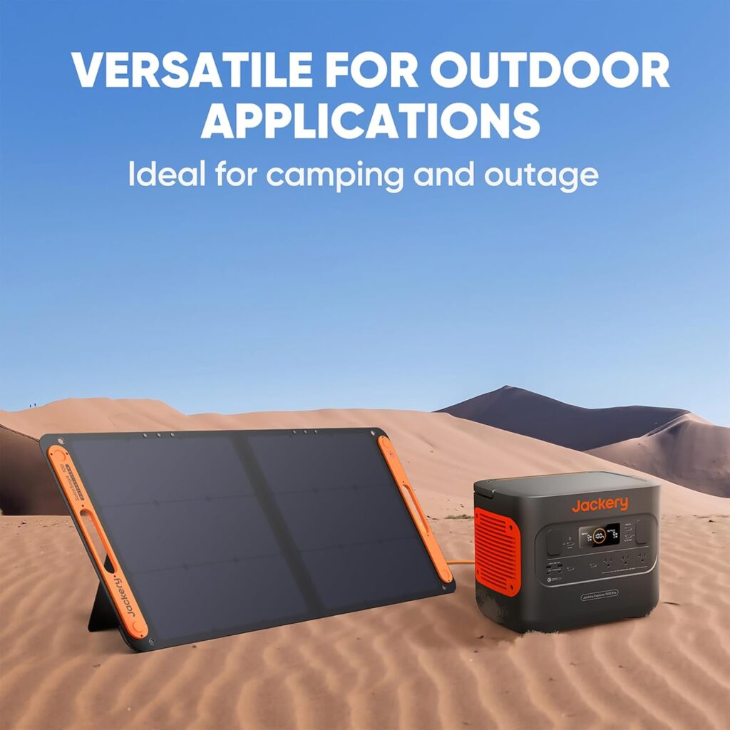 Jackery SolarSaga 100W Portable Solar Panel for Explorer 240/300/500/1000/1500 Power Station, Foldable Solar Cell Solar Charger with USB Outputs for Phones,Ideal for Rooftops Outdoor Camping and RVs
