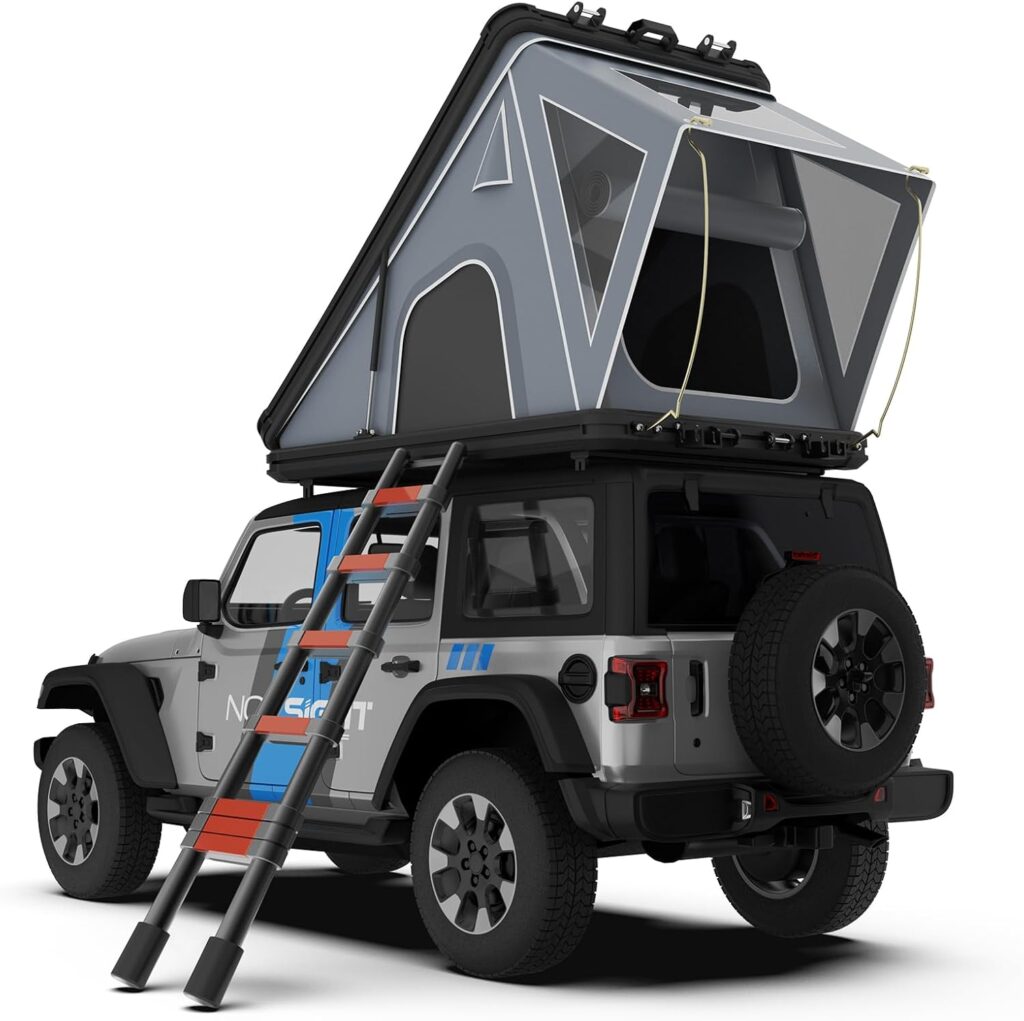 NOVSIGHT Rooftop Tent Hard Shell, Hardshell Rooftop Tent Roof Top Tent for Camping Car Roof Tents for Jeep Truck Van SUV RTT Rooftop Tent, 2-3 People